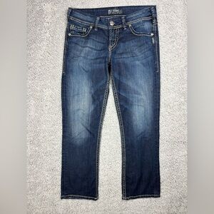 Silver Jeans Womens 29 Suki Capri Dark Big Stitch Pedal Pushers Party Night Out